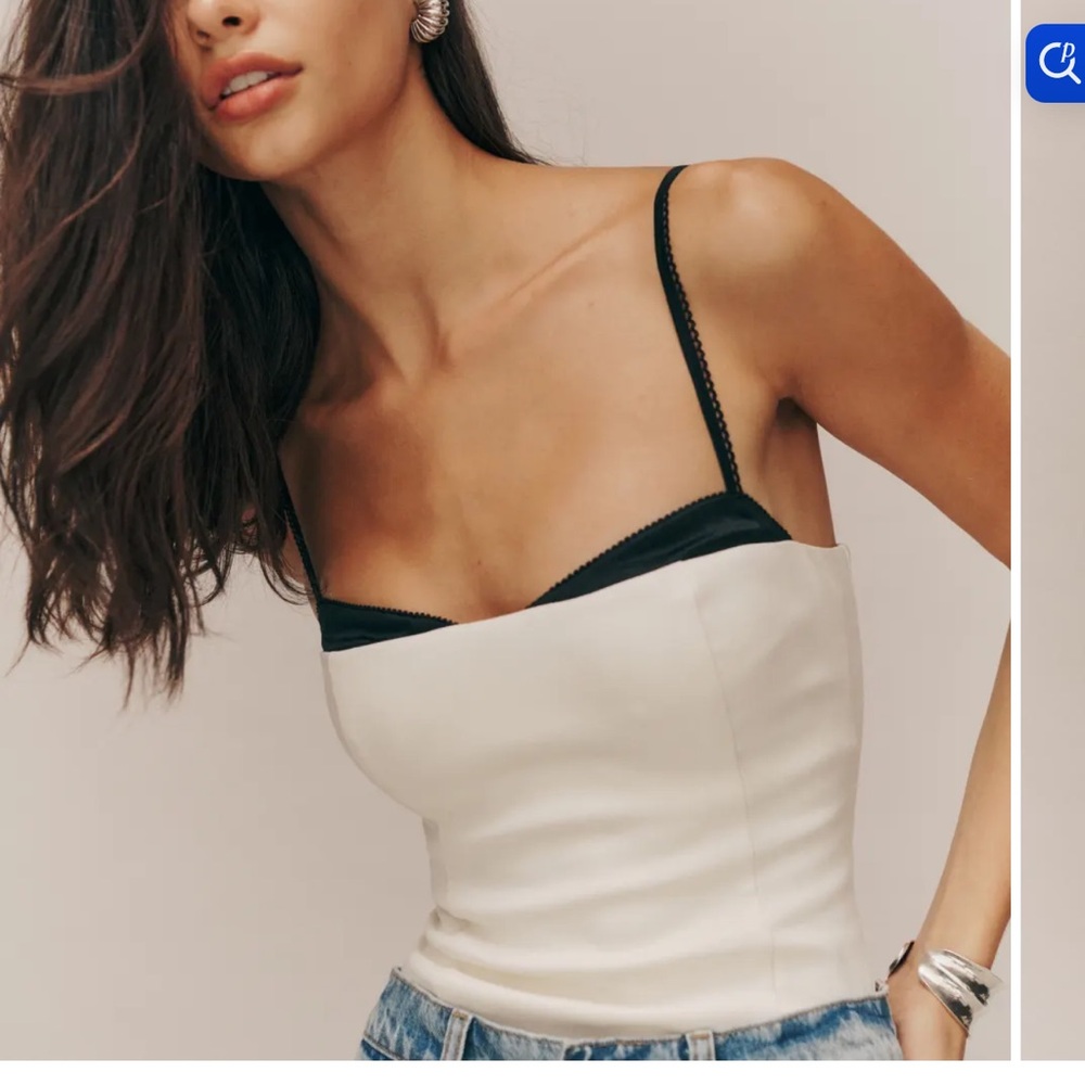 Reformation Black and Cream Camisole